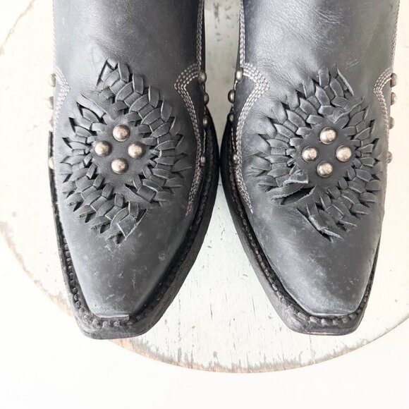 Lane COSSETTE Womens Black Cowboy Bootie 8 Western Cowgirl Short Ankle Boots - Picture 6 of 12